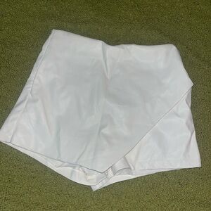 White faux leather skort